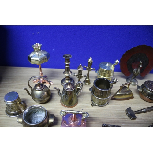 15 - Collection of Metal Miniatures including Brass Peacock, Brass Glass cutter and vintage Metal Callipe... 