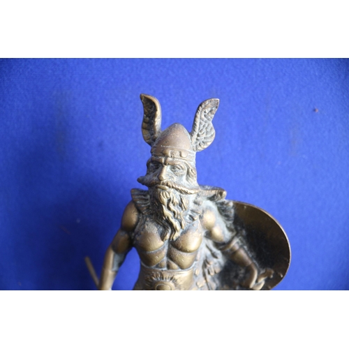 159 - Solid Brass Viking, Very Heavy, 25.5cm Tall