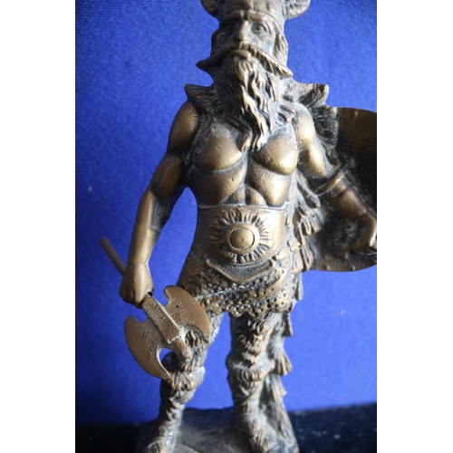 159 - Solid Brass Viking, Very Heavy, 25.5cm Tall