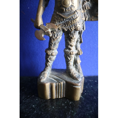 159 - Solid Brass Viking, Very Heavy, 25.5cm Tall