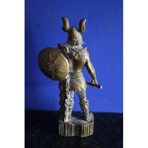 159 - Solid Brass Viking, Very Heavy, 25.5cm Tall