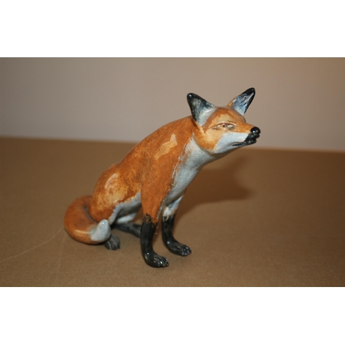 162 - Fox Figurine, Signed JCS, 13cm Tall