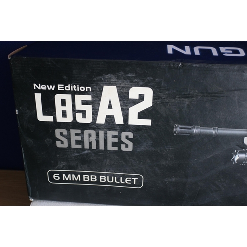 166 - L85A2 Airsoft 6mm Bullet Gun, Needs attention, rrp £429