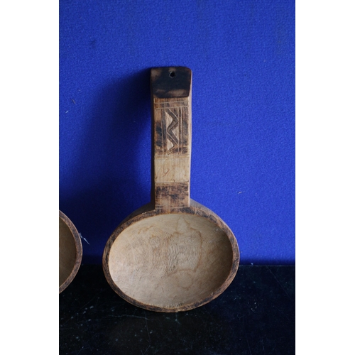 177 - 2 Carved Wooden Spoons