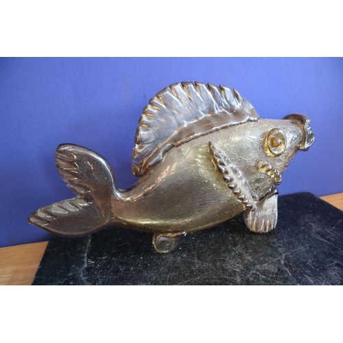 210 - Large Glass Fish, cracked, 46 x 24 cm