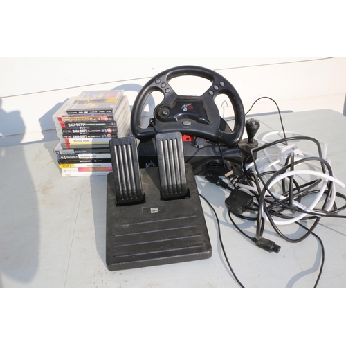 236 - Bundle of PS Games & Steering Wheel with Foot Pedals