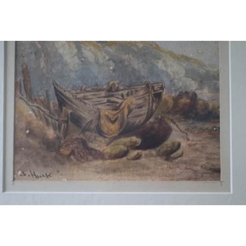 28 - Signed A. HULK Watercolour of Old Boat