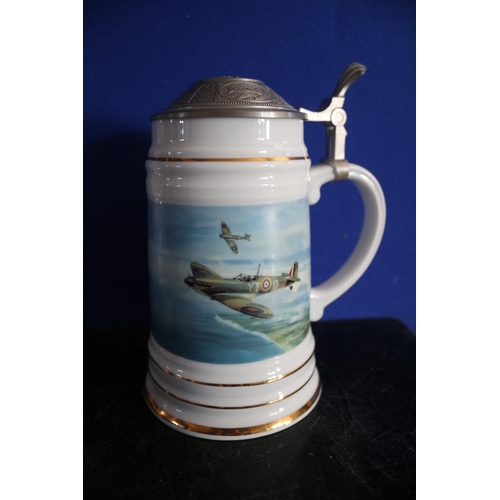 42 - Spitfire Tankard Limited Edition 7679/29900 & Hanging Coalport Plate with Certificate of Authenticit... 