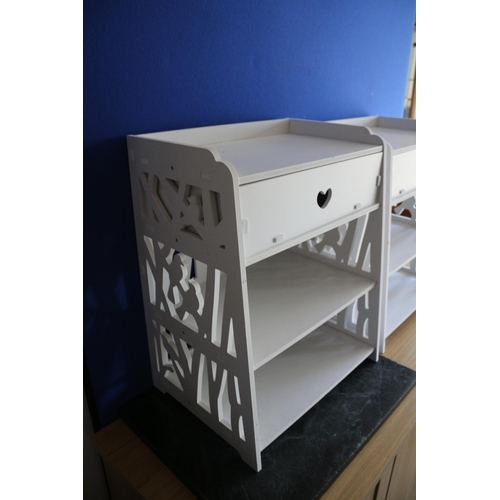 95 - Pair of White Wooden Units, 49.5cm Tall