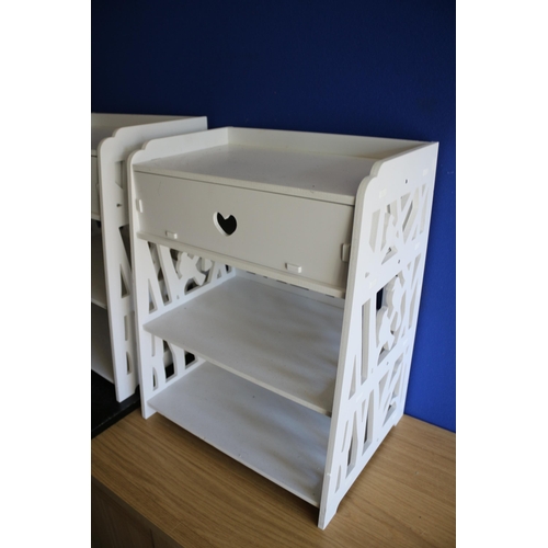 95 - Pair of White Wooden Units, 49.5cm Tall