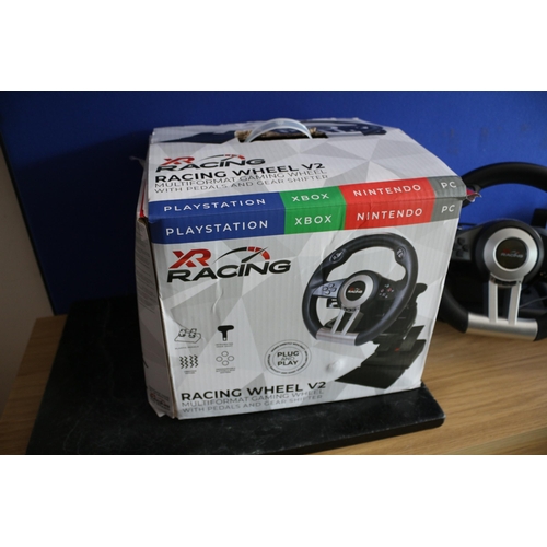 96 - XR Racing Steering Wheel and Pedals, USB, Compatible with PS, Xbox, Nintendo, PC