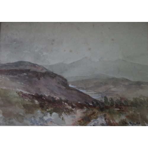 45 - Signed A. HULK Watercolour of Hills, slight foxing
37 x 49