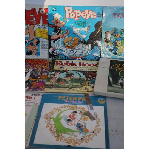 248 - Fedility Record Player & Vinyls including Popeye and Bugs Bunny Comes to London