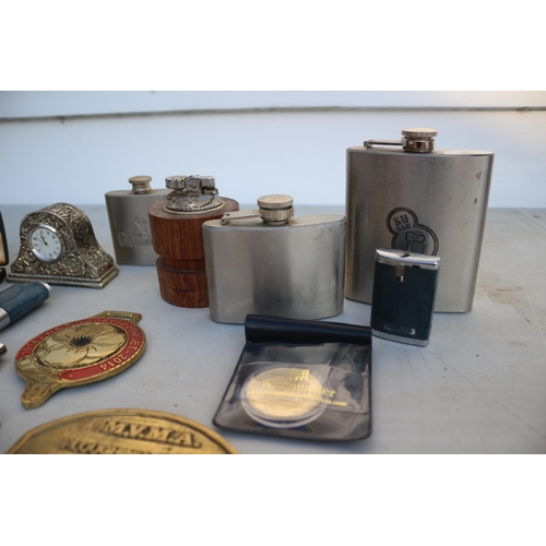 250 - Mixed Lot including Hip Flasks, Lighters etc