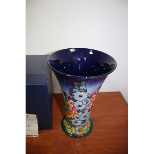 264 - Moorcroft 'Holly Hocks' Vase, Limited Edition 114/250, Boxed with Certificate, 23cm tall