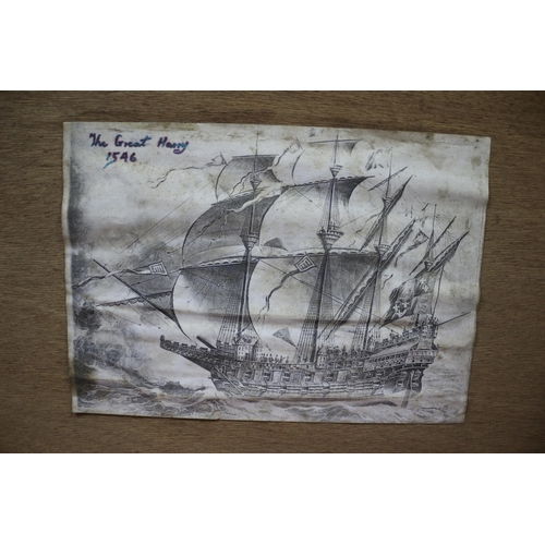 275 - 'The Great Harry 1546' Boat in Perspex box, 54 x 20 x 41 cm