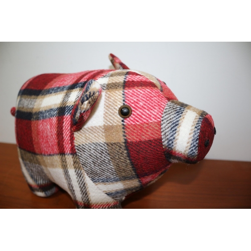 284 - Tartan Pig Door Stop, in Wrapper