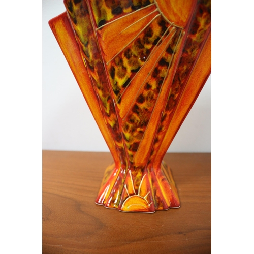 285 - Anita Harris Fan Vase in Art Deco Style 21 x 8.5cm