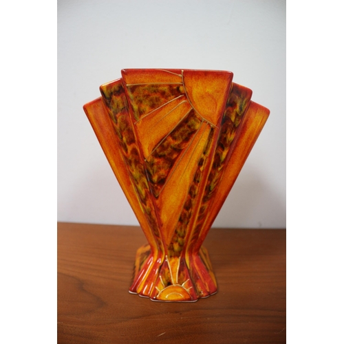 285 - Anita Harris Fan Vase in Art Deco Style 21 x 8.5cm