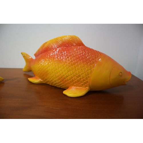 293 - Set of 5 Wall Hanging Gold Fish, Biggest is 38cm, smallest is 15.5cm