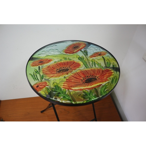 296 - Poppy Glass Topped Side Table, 20cm High