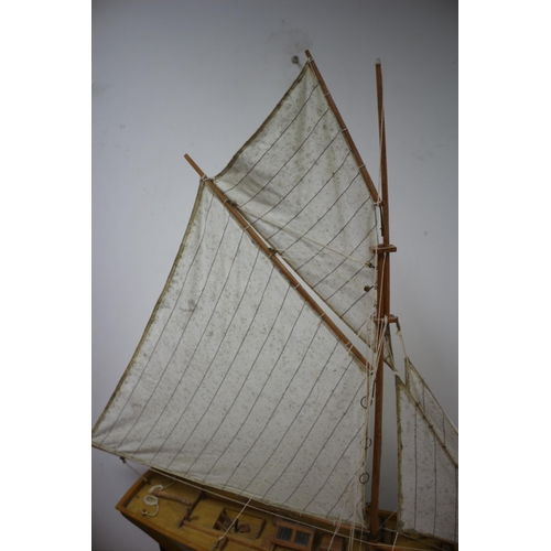 303 - Large Wooden Scale Model of a Sailboat on Stand, 110 x 100