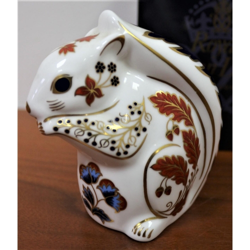 311 - Royal Crown Derby Autumn Squirrel, Gold Stopper, Paperweight