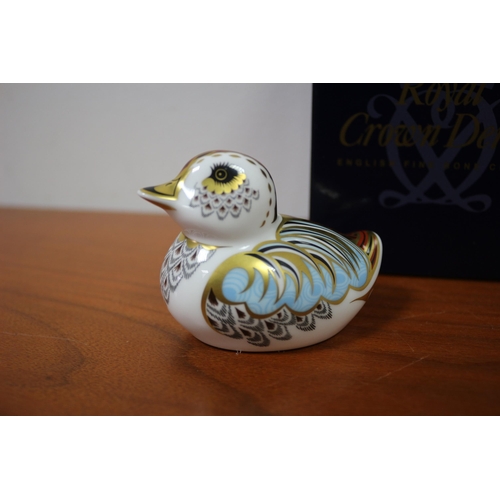 314 - Royal Crown Derby Guild Duckling, Gold Stopper, Paperweight