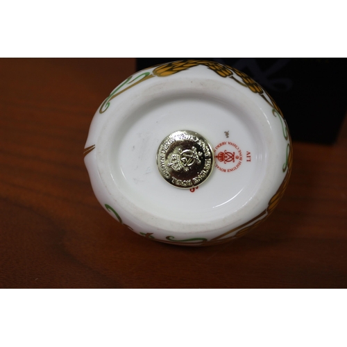 315 - Royal Crown Derby Sleeping Door mouse , Gold Stopper, Paperweight