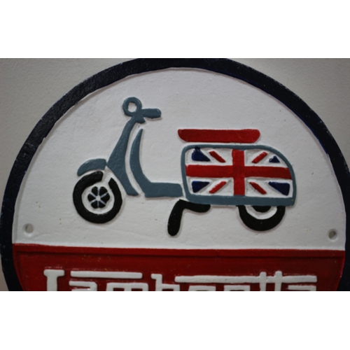 321 - Lambretta Cast Iron Sign, 24cm