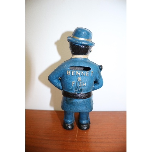 326 - Cast Iron Money Box in Style of a Policeman, 14cn High