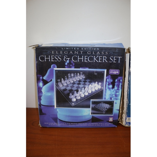 338 - Glass Chess and Chequers Set, Limited Edition and Additional Glass Chess Set