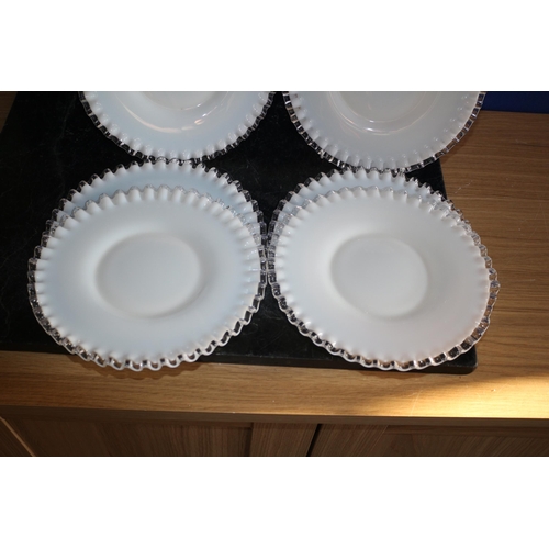 76 - Set of 6 Milk Glass Dishes with Rippled Edge