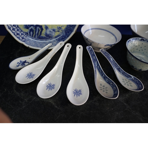 46 - Selection of Chinese Chinaware including Soup Spoons