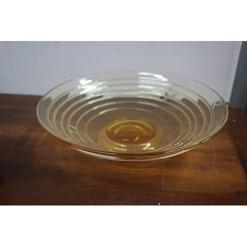 664 - Large Whitefriars Glass Dish, Yellow colour 
36cm