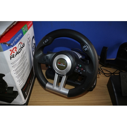 37 - XR Racing Steering Wheel and Pedals, USB, Compatible with PS, Xbox, Nintendo, PC