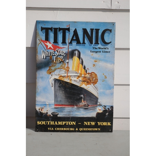 47 - Titanic Tin Sign, 14 x 29cm