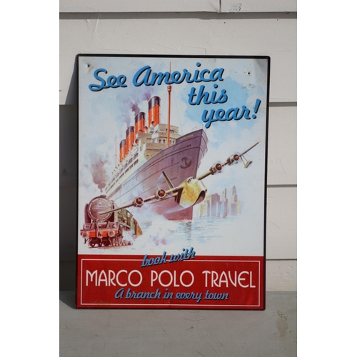 48 - Marco Polo Travel Tin Sign, 40 x  30cm