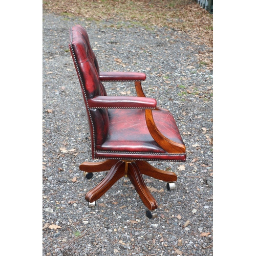 3 - Chesterfield Style Button Back, Ox Blood Office Chair, By Mekanikk of Norway