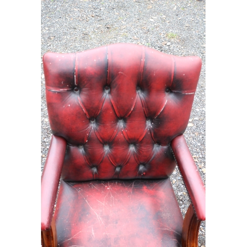 3 - Chesterfield Style Button Back, Ox Blood Office Chair, By Mekanikk of Norway