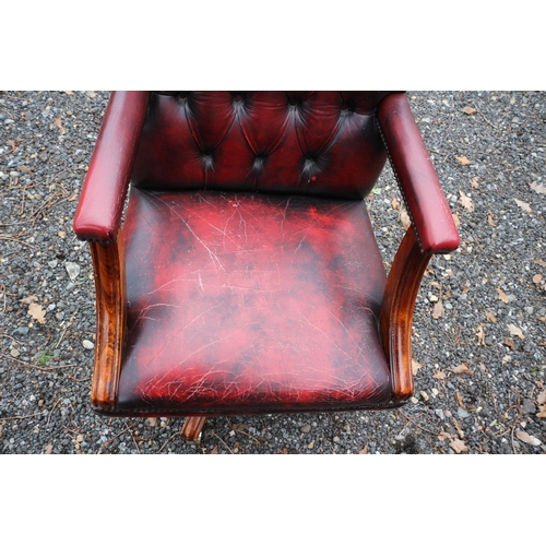 3 - Chesterfield Style Button Back, Ox Blood Office Chair, By Mekanikk of Norway