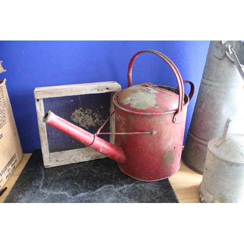 117 - Nice selection of Aged Galvanised Items including Watering Can