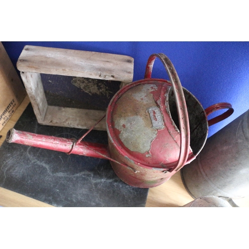 117 - Nice selection of Aged Galvanised Items including Watering Can