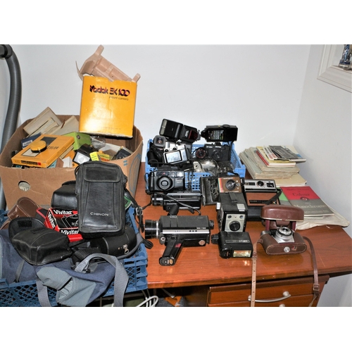 15 - Large Bundle of Vintage Cameras, Cases, Books and Accessories