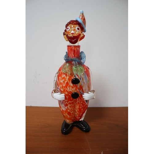 19 - End of Day Murano Clown Decanter, Chips to the hand, 39.5cm Tall