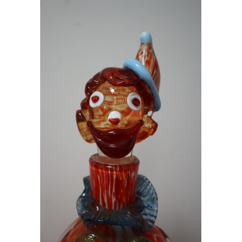 19 - End of Day Murano Clown Decanter, Chips to the hand, 39.5cm Tall