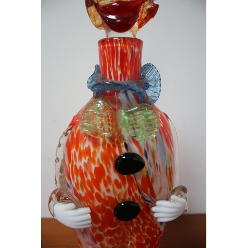 19 - End of Day Murano Clown Decanter, Chips to the hand, 39.5cm Tall