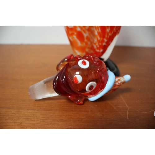 19 - End of Day Murano Clown Decanter, Chips to the hand, 39.5cm Tall