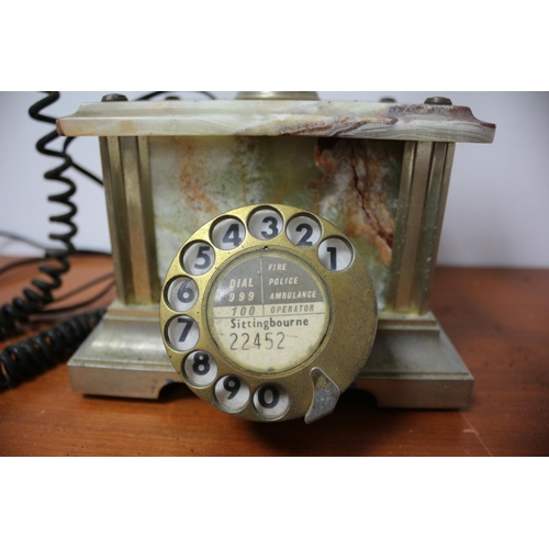 24 - Circa 1970's Onyx Telephone, Gold Plated 18k, Made in Italy - Converted.