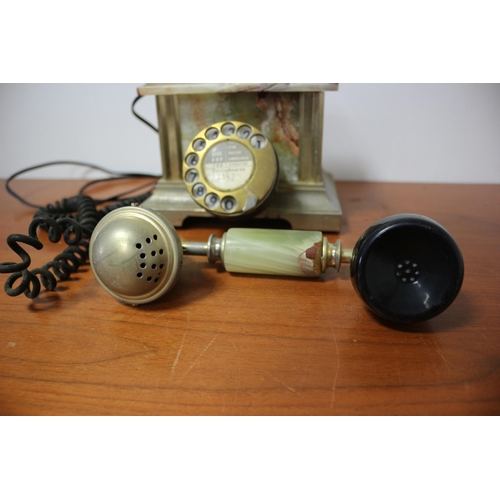 24 - Circa 1970's Onyx Telephone, Gold Plated 18k, Made in Italy - Converted.